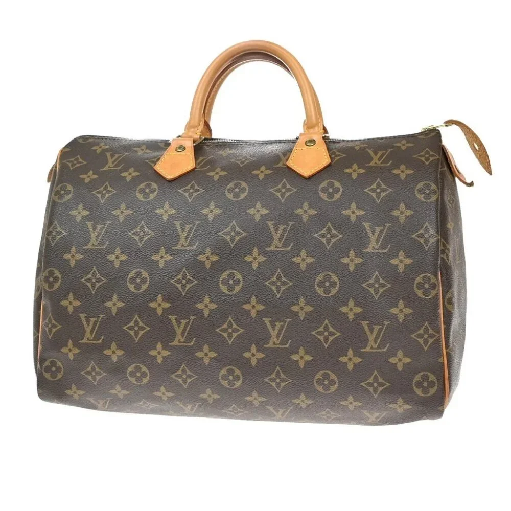LOUIS VUITTON Speedy 35 Travel Hand Bag Monogram Leather Brown